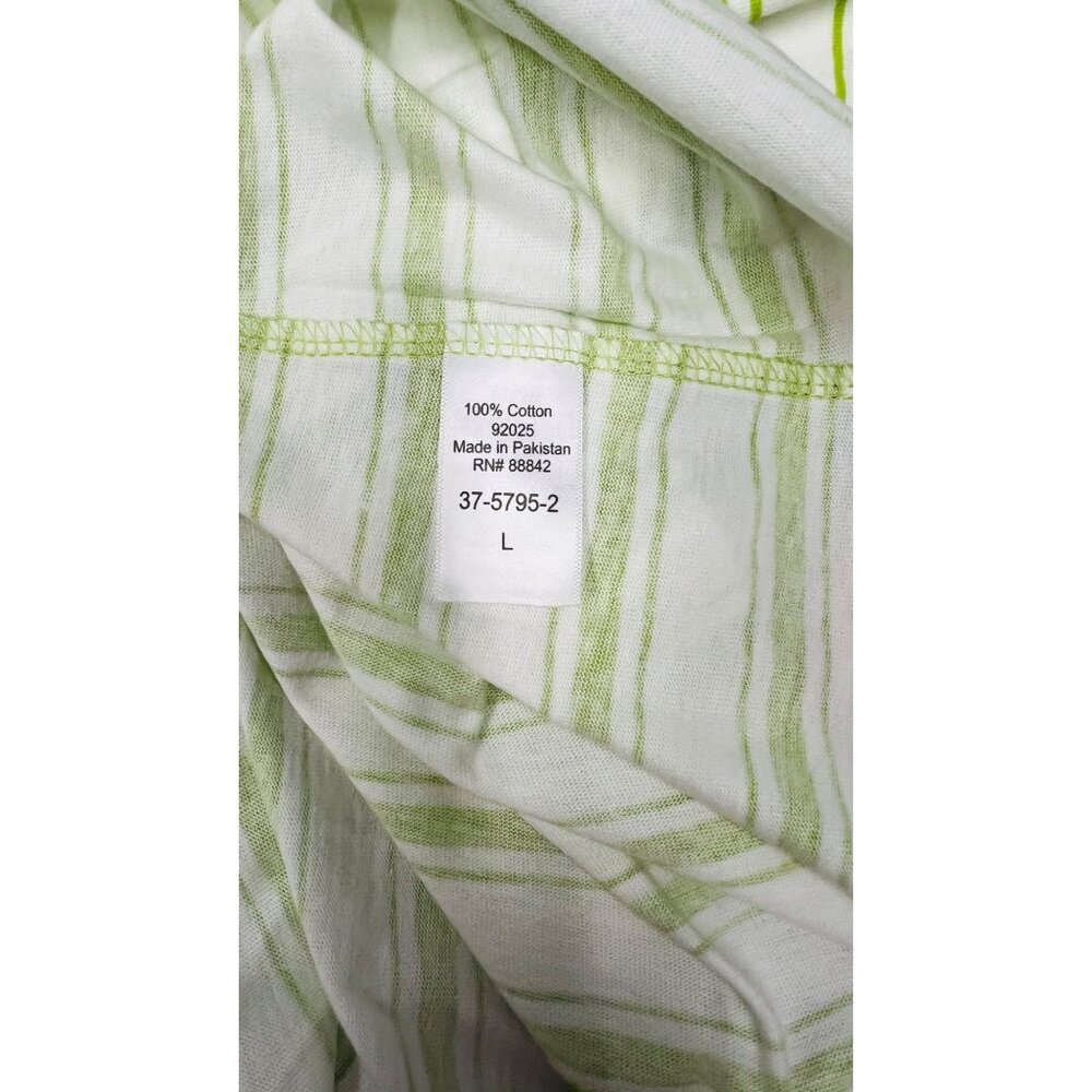 Woman Within Green & White Striped V-Neck T-Shirt Short Sleeve Size Large - Picture 4 of 5